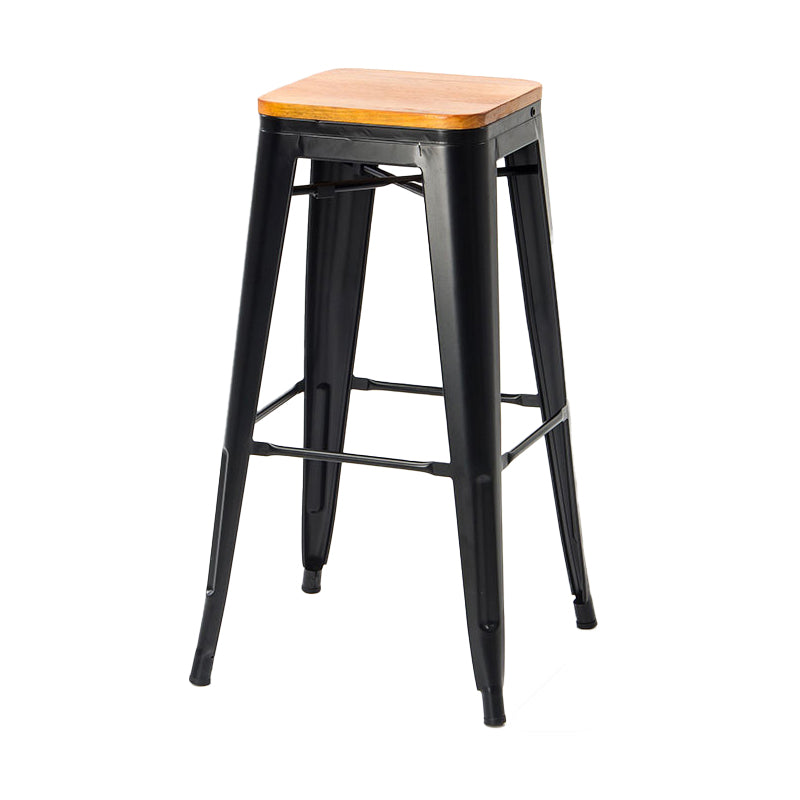 Industrial Footrest Iron Bar Stool Coffee Shop Square Counter Stools