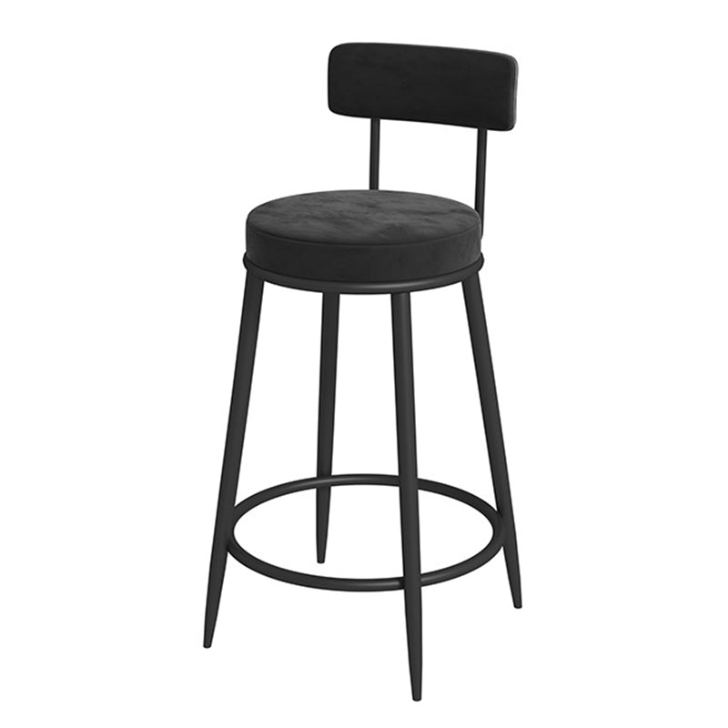 Glam Velvet Restaurant Counter Stool Matte Finish Footrest Barstool