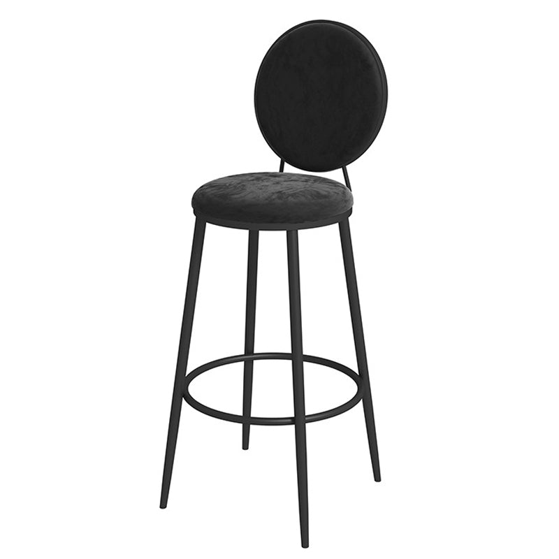Glam Velvet Restaurant Counter Stool Matte Finish Footrest Barstool