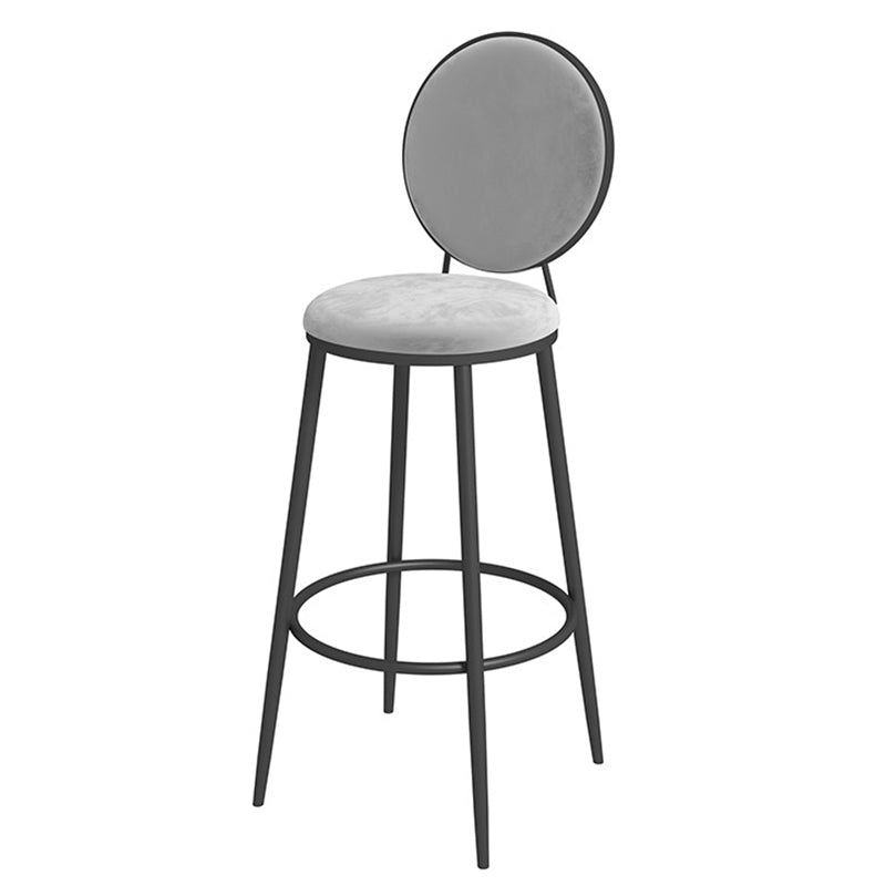 Glam Velvet Restaurant Counter Stool Matte Finish Footrest Barstool