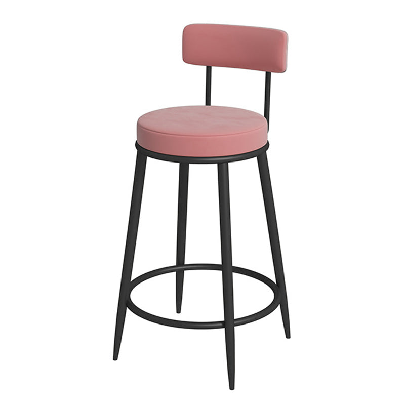 Glam Velvet Restaurant Counter Stool Matte Finish Footrest Barstool