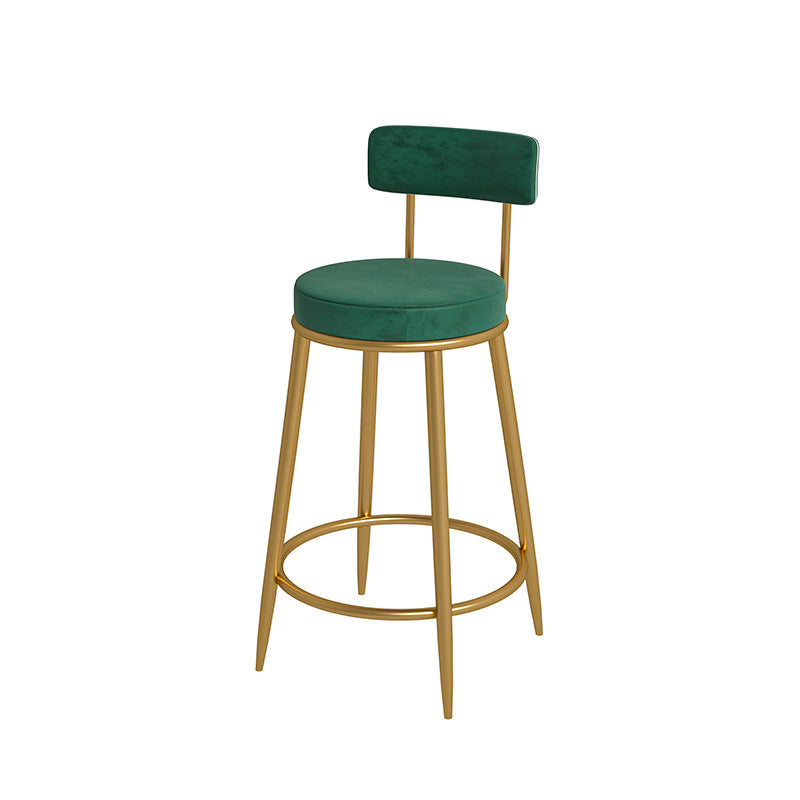 Glam Velvet Restaurant Counter Stool Matte Finish Footrest Barstool