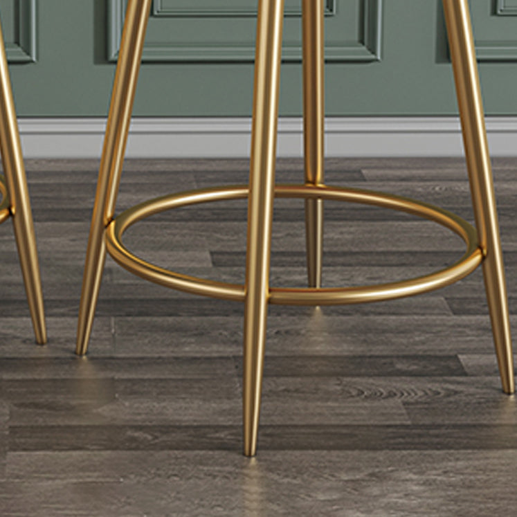 Glam Velvet Restaurant Counter Stool Matte Finish Footrest Barstool