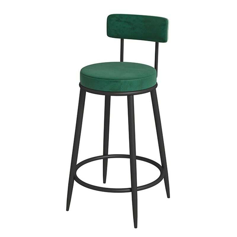 Glam Velvet Restaurant Counter Stool Matte Finish Footrest Barstool