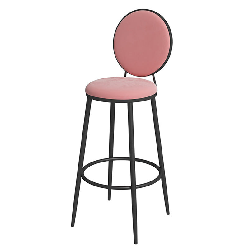 Glam Velvet Restaurant Counter Stool Matte Finish Footrest Barstool