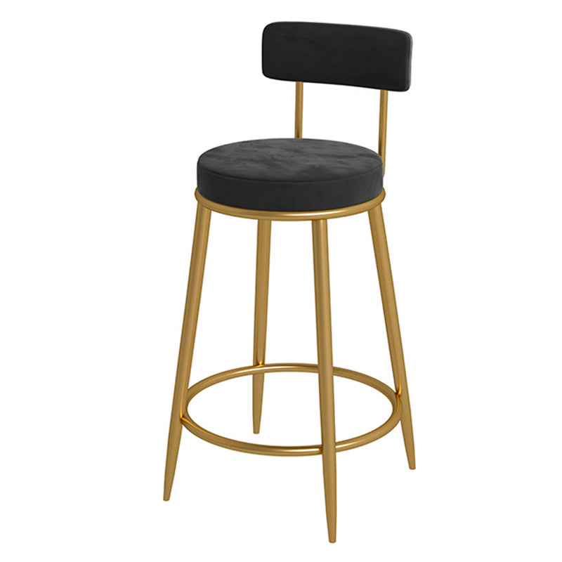 Glam Velvet Restaurant Counter Stool Matte Finish Footrest Barstool