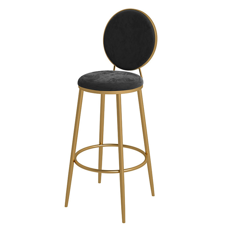 Glam Velvet Restaurant Counter Stool Matte Finish Footrest Barstool