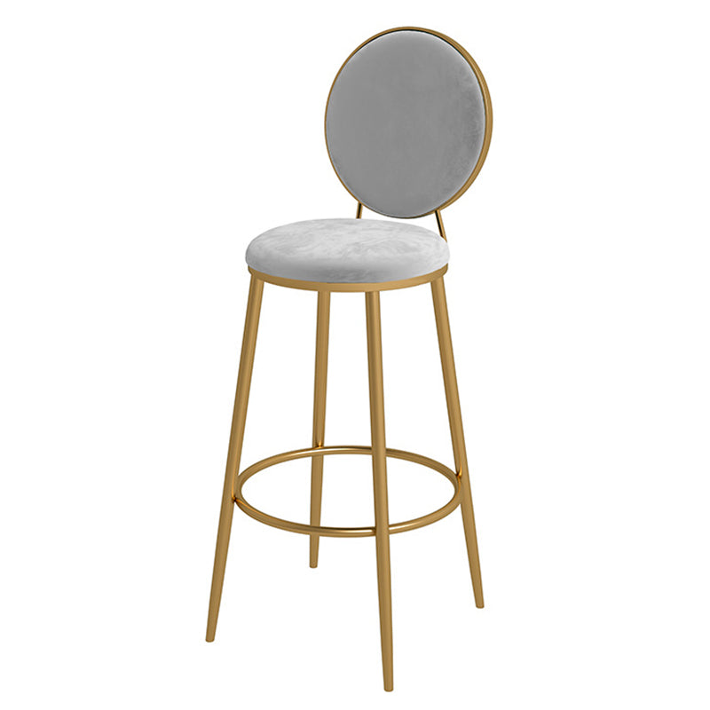 Glam Velvet Restaurant Counter Stool Matte Finish Footrest Barstool