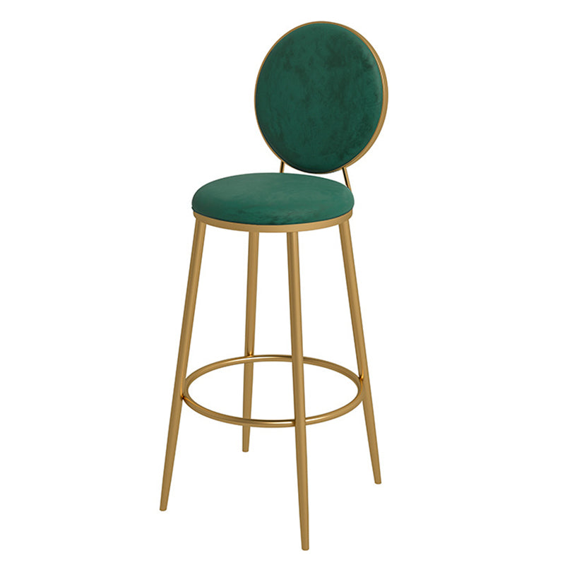 Glam Velvet Restaurant Counter Stool Matte Finish Footrest Barstool