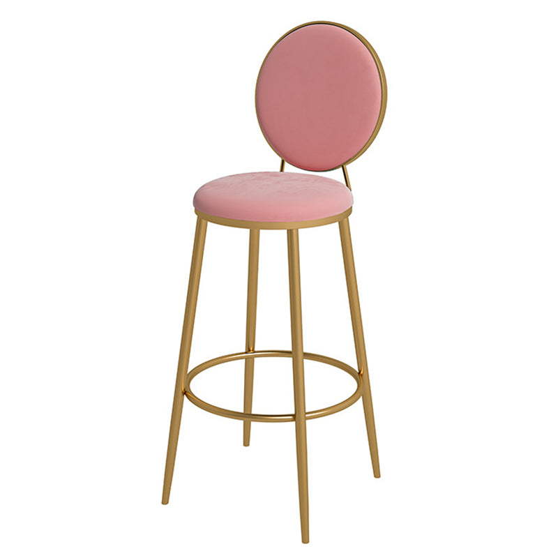 Glam Velvet Restaurant Counter Stool Matte Finish Footrest Barstool