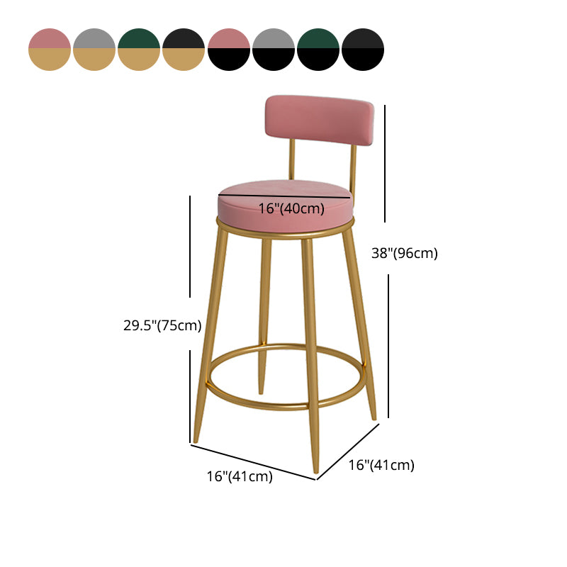 Glam Velvet Restaurant Counter Stool Matte Finish Footrest Barstool