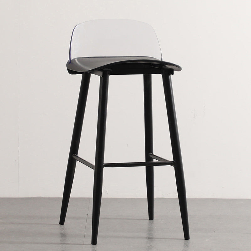 Modern Armless Backrest Counter Stool Iron Cafe Bar Stool with  Acrylic Seat and Pedal