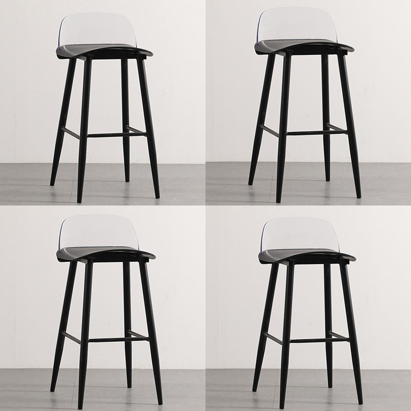 Modern Armless Backrest Counter Stool Iron Cafe Bar Stool with  Acrylic Seat and Pedal