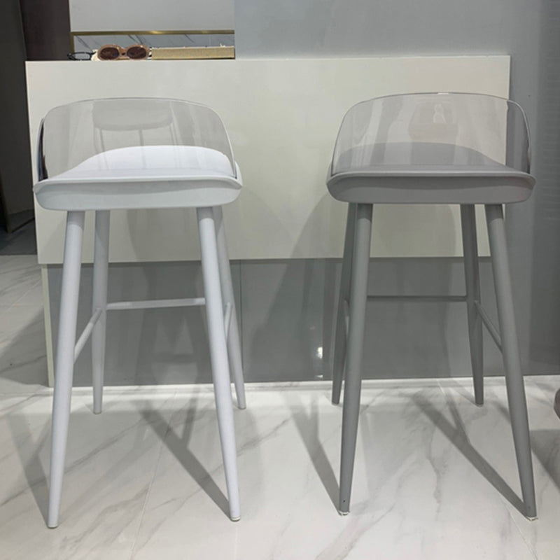 Modern Armless Backrest Counter Stool Iron Cafe Bar Stool with  Acrylic Seat and Pedal