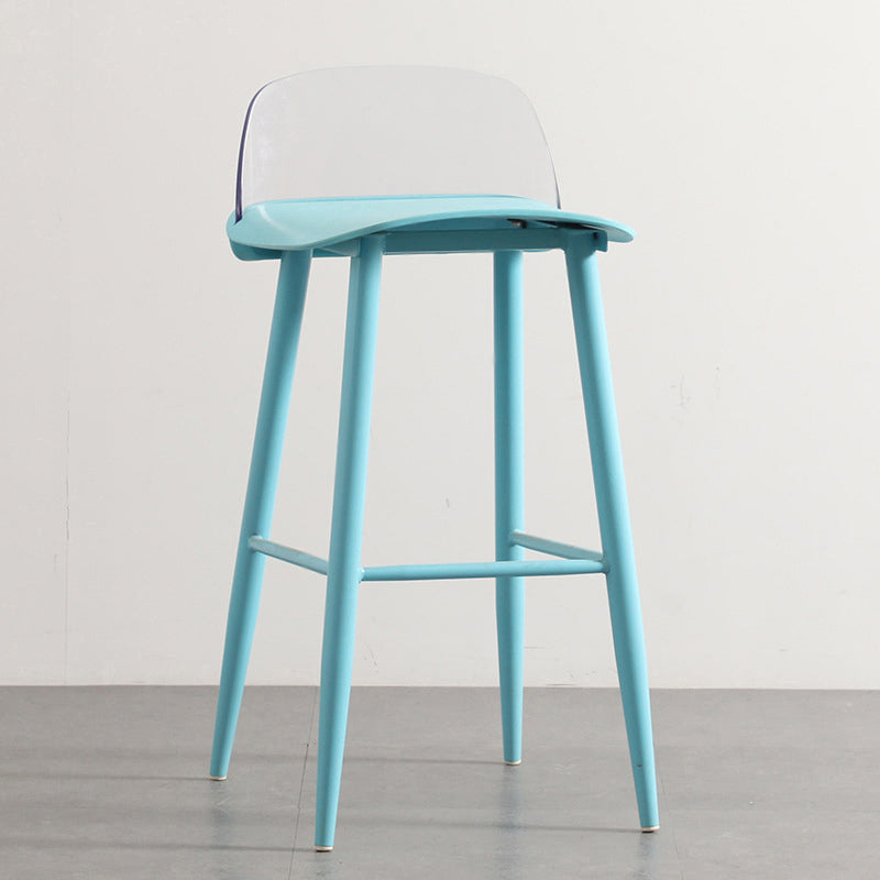 Modern Armless Backrest Counter Stool Iron Cafe Bar Stool with  Acrylic Seat and Pedal
