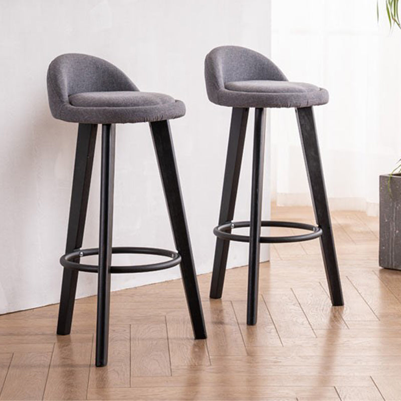 Modern Armless Backrest Counter Stool Rubber Wood kitchen Bar Stool with Cushion and Pedal