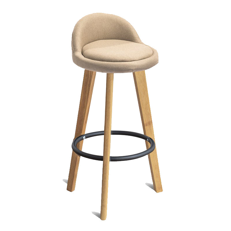 Modern Armless Backrest Counter Stool Rubber Wood kitchen Bar Stool with Cushion and Pedal