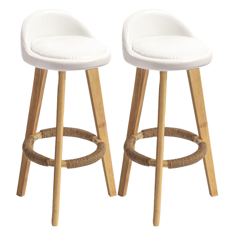 Modern Armless Backrest Counter Stool Rubber Wood kitchen Bar Stool with Cushion and Pedal