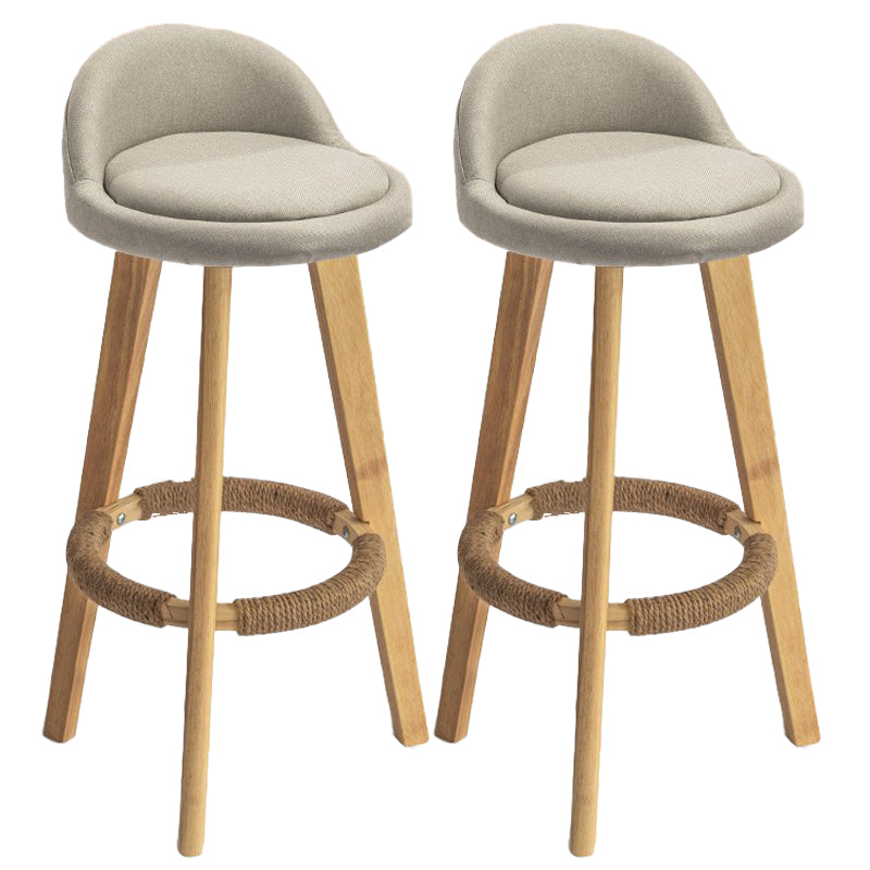 Modern Armless Backrest Counter Stool Rubber Wood kitchen Bar Stool with Cushion and Pedal