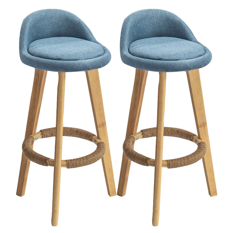 Modern Armless Backrest Counter Stool Rubber Wood kitchen Bar Stool with Cushion and Pedal