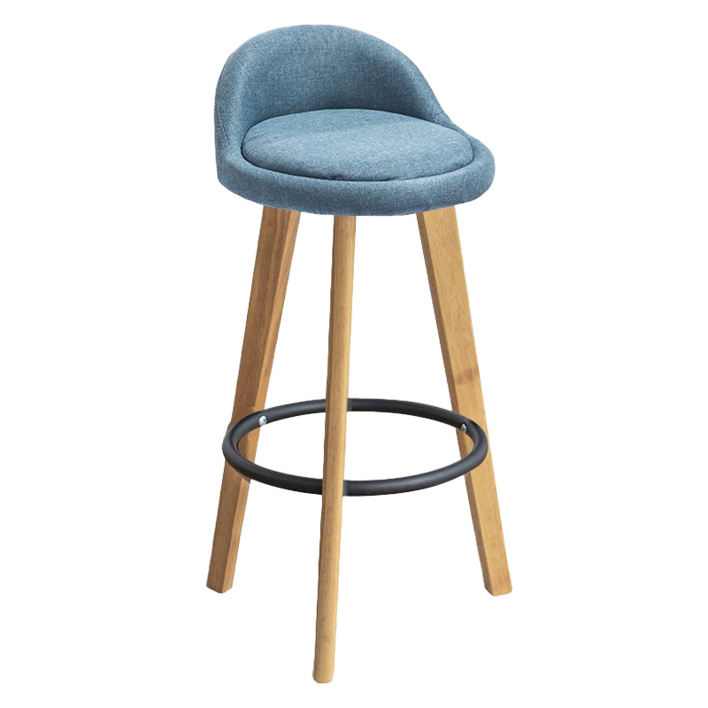 Modern Armless Backrest Counter Stool Rubber Wood kitchen Bar Stool with Cushion and Pedal