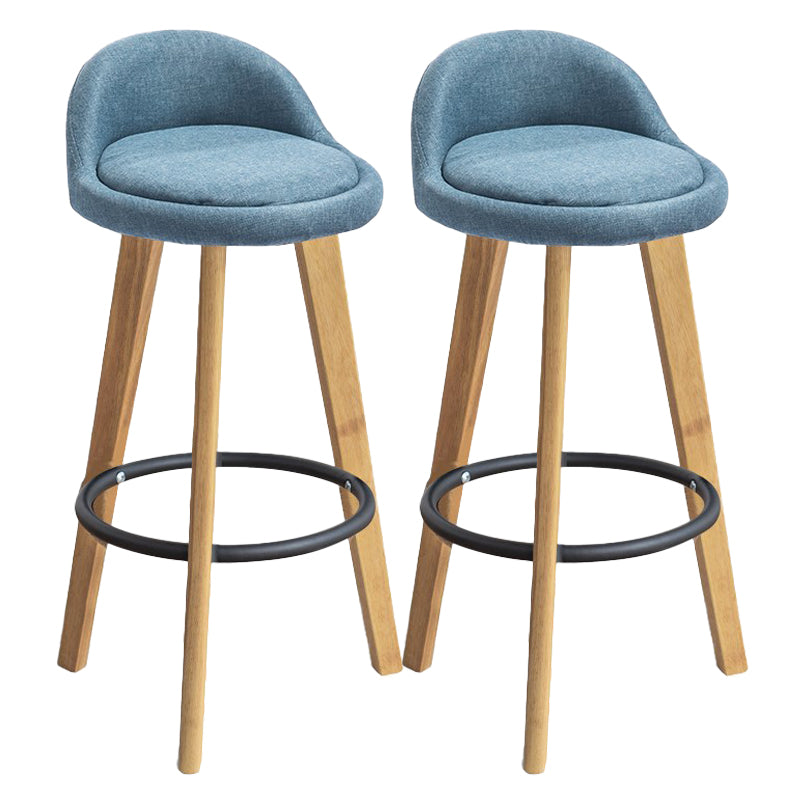 Modern Armless Backrest Counter Stool Rubber Wood kitchen Bar Stool with Cushion and Pedal
