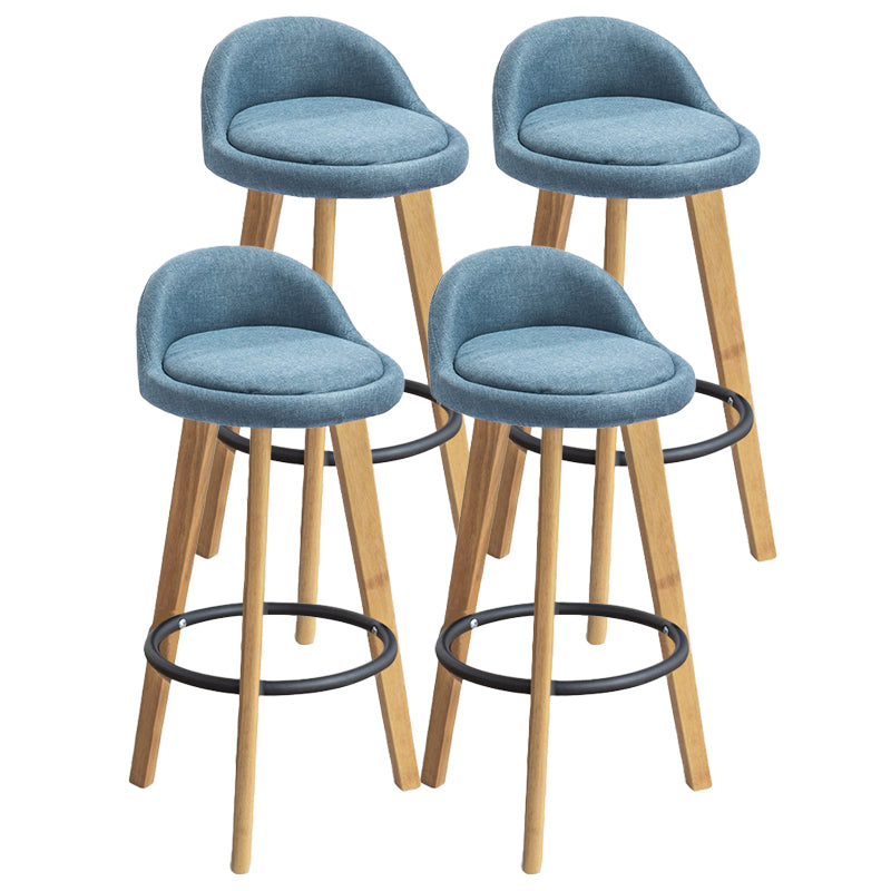 Modern Armless Backrest Counter Stool Rubber Wood kitchen Bar Stool with Cushion and Pedal