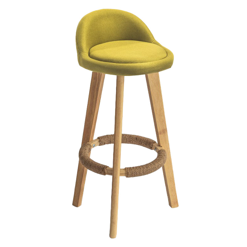 Modern Armless Backrest Counter Stool Rubber Wood kitchen Bar Stool with Cushion and Pedal