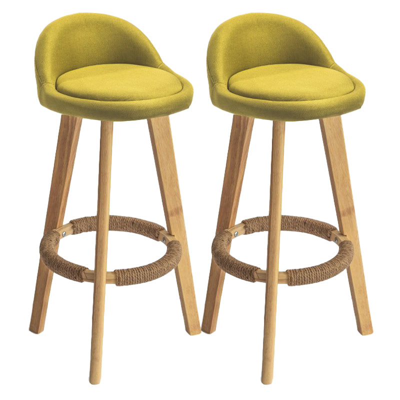 Modern Armless Backrest Counter Stool Rubber Wood kitchen Bar Stool with Cushion and Pedal