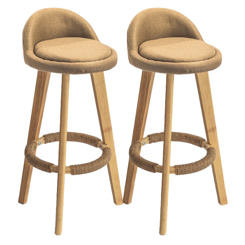 Modern Armless Backrest Counter Stool Rubber Wood kitchen Bar Stool with Cushion and Pedal
