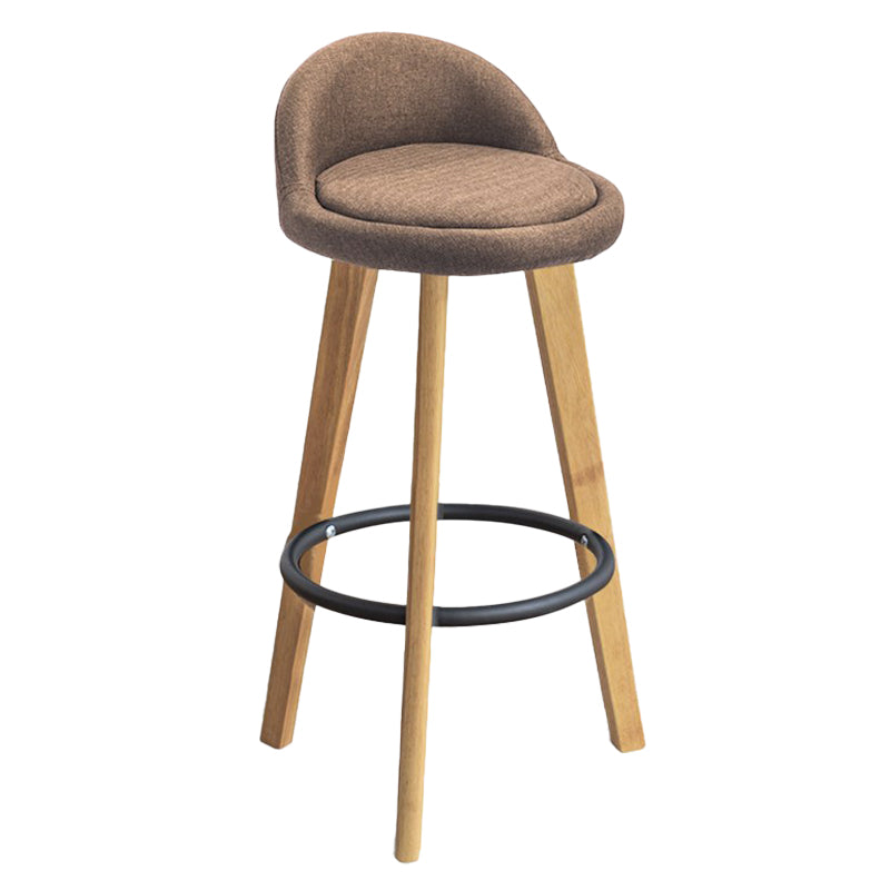 Modern Armless Backrest Counter Stool Rubber Wood kitchen Bar Stool with Cushion and Pedal