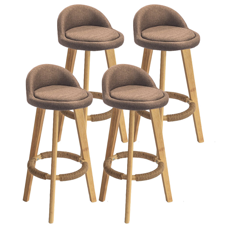 Modern Armless Backrest Counter Stool Rubber Wood kitchen Bar Stool with Cushion and Pedal