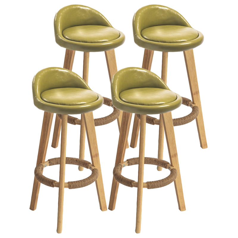 Modern Armless Backrest Counter Stool Rubber Wood kitchen Bar Stool with Cushion and Pedal
