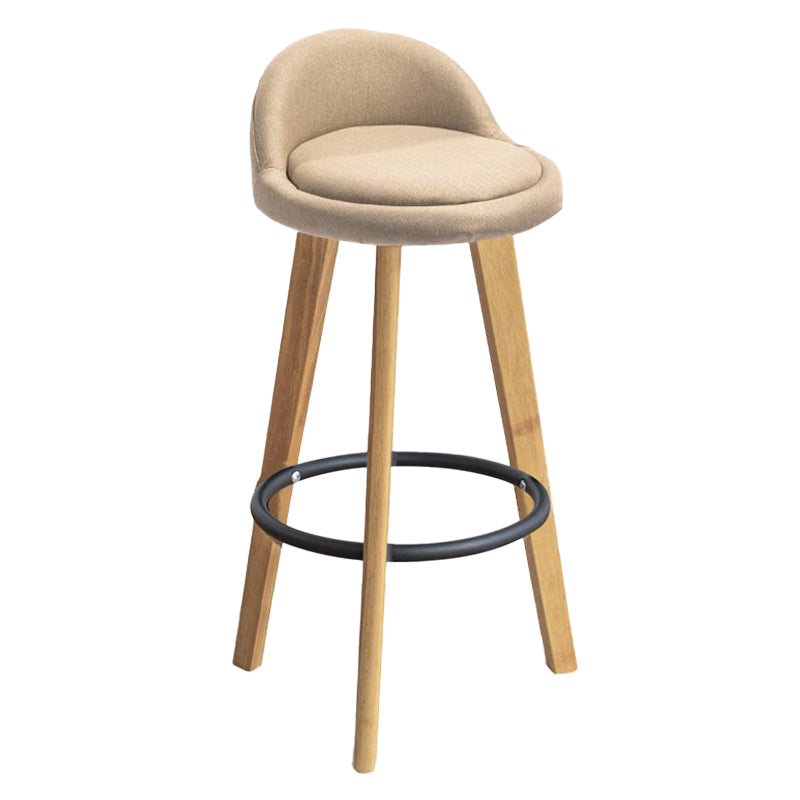 Modern Armless Backrest Counter Stool Rubber Wood kitchen Bar Stool with Cushion and Pedal
