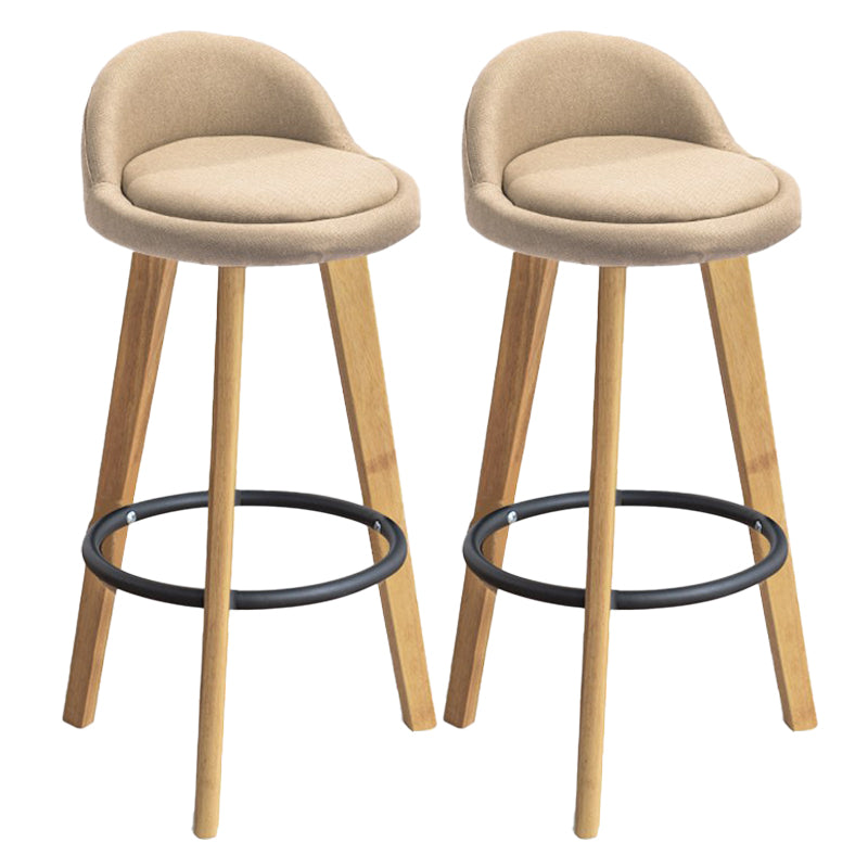 Modern Armless Backrest Counter Stool Rubber Wood kitchen Bar Stool with Cushion and Pedal
