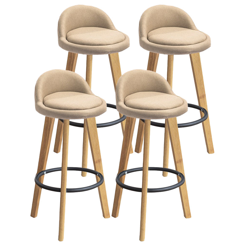 Modern Armless Backrest Counter Stool Rubber Wood kitchen Bar Stool with Cushion and Pedal