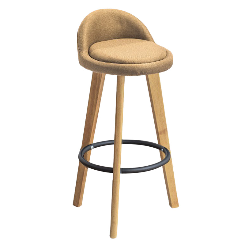 Modern Armless Backrest Counter Stool Rubber Wood kitchen Bar Stool with Cushion and Pedal