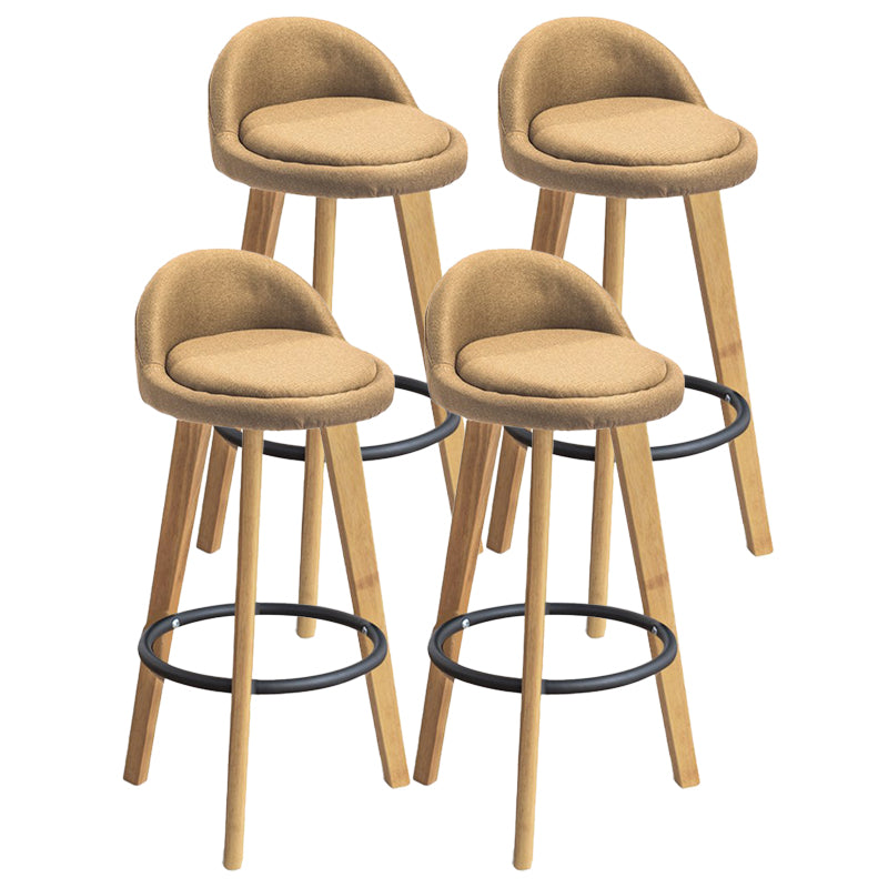 Modern Armless Backrest Counter Stool Rubber Wood kitchen Bar Stool with Cushion and Pedal