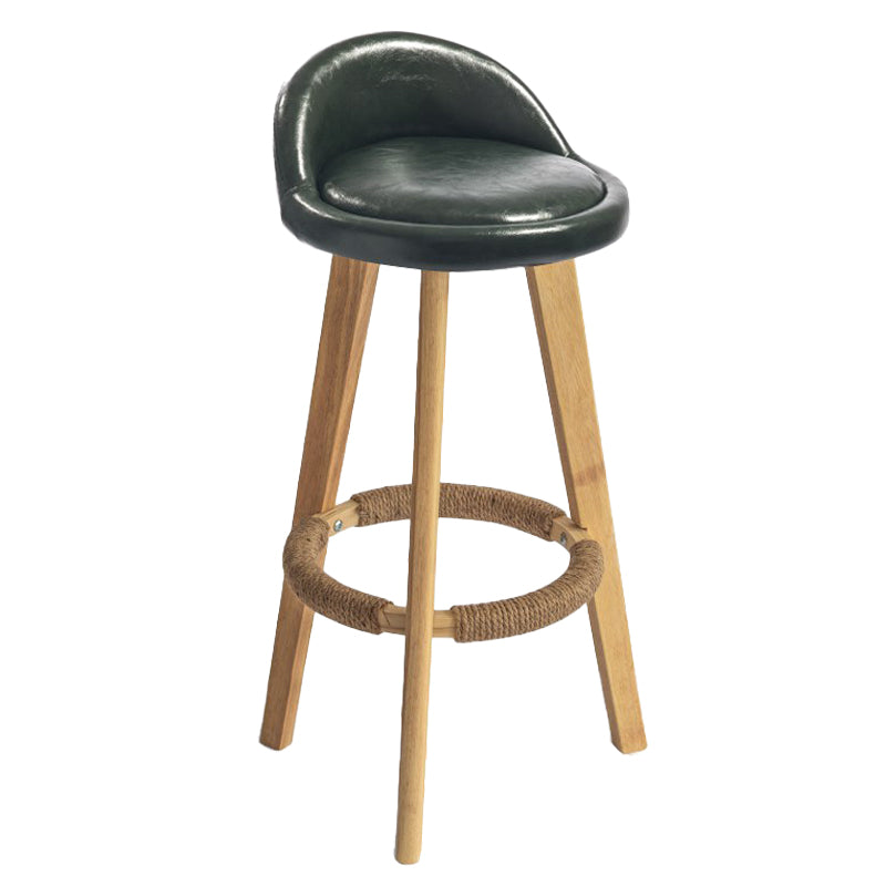 Modern Armless Backrest Counter Stool Rubber Wood kitchen Bar Stool with Cushion and Pedal
