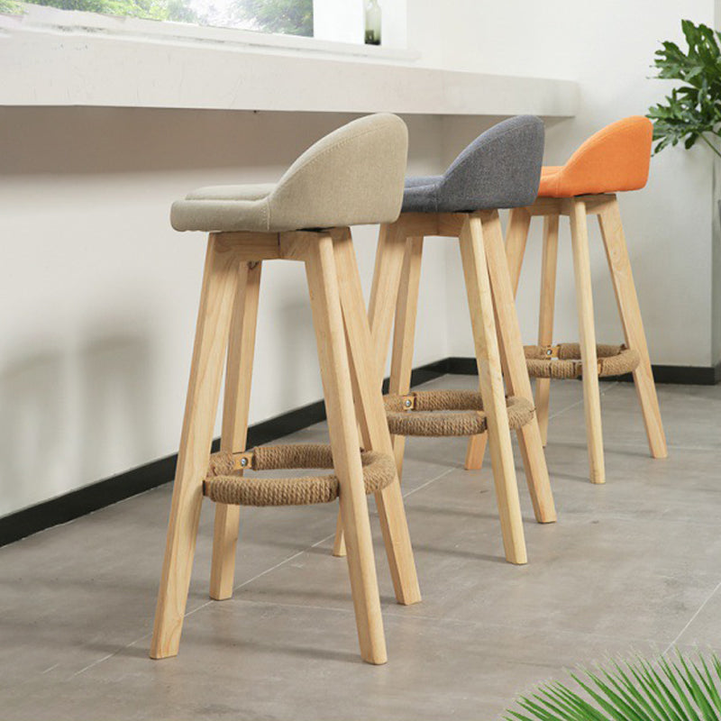 Scandinavian Rubberwood Upholstered Barstool Matte Finish Home Stool