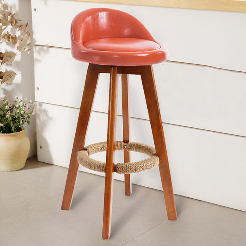 Scandinavian Rubberwood Upholstered Barstool Matte Finish Home Stool