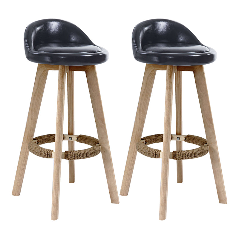Scandinavian Rubberwood Upholstered Barstool Matte Finish Home Stool