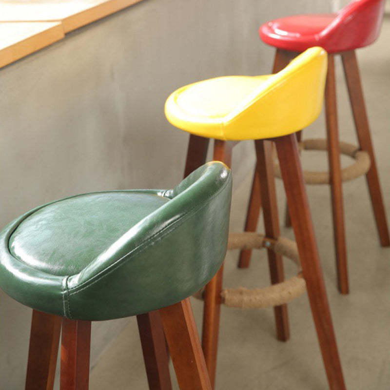 Scandinavian Rubberwood Upholstered Barstool Matte Finish Home Stool