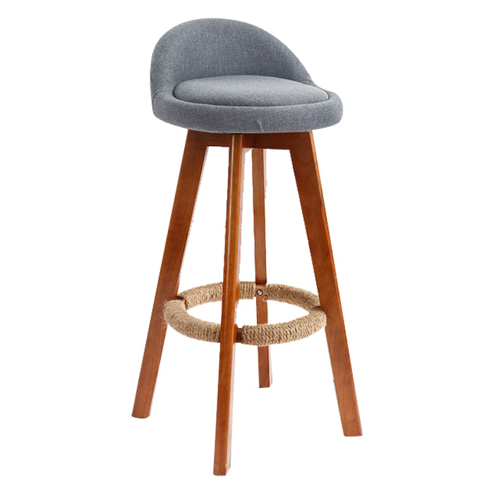 Scandinavian Rubberwood Upholstered Barstool Matte Finish Home Stool
