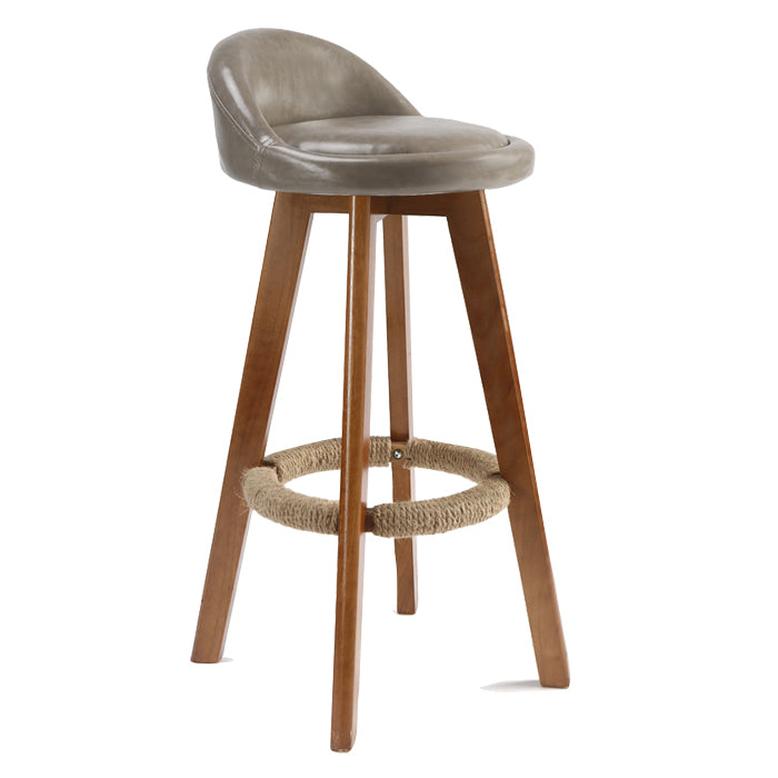 Scandinavian Rubberwood Upholstered Barstool Matte Finish Home Stool
