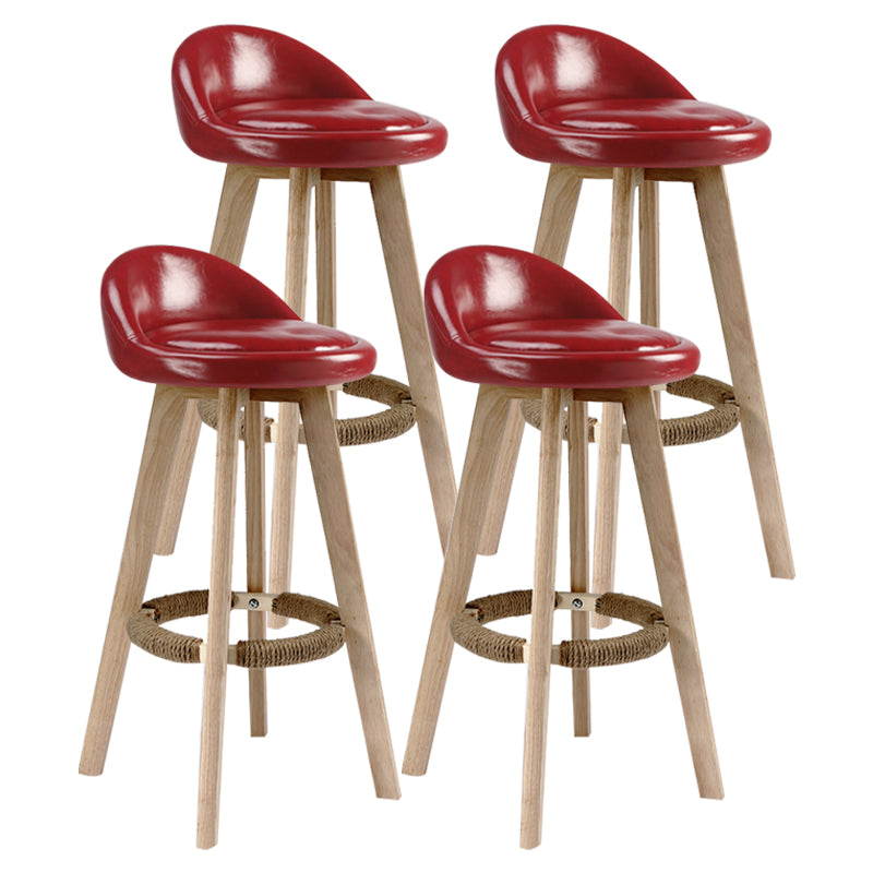 Scandinavian Rubberwood Upholstered Barstool Matte Finish Home Stool