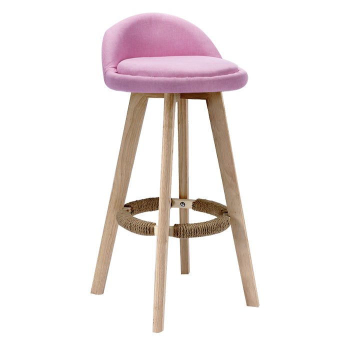 Scandinavian Rubberwood Upholstered Barstool Matte Finish Home Stool