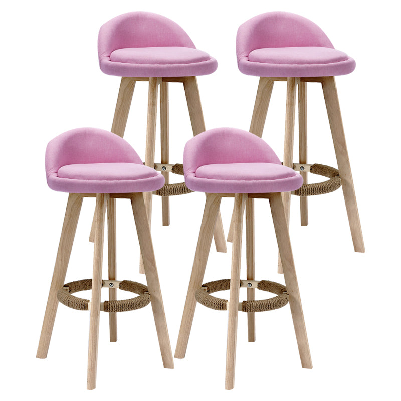 Scandinavian Rubberwood Upholstered Barstool Matte Finish Home Stool