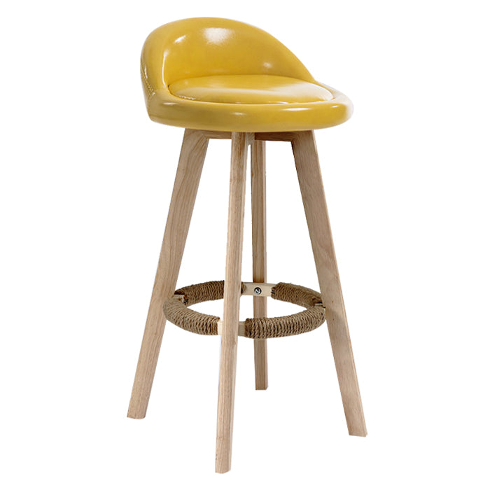 Scandinavian Rubberwood Upholstered Barstool Matte Finish Home Stool