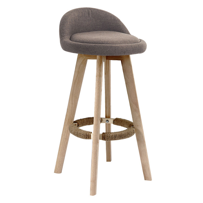 Scandinavian Rubberwood Upholstered Barstool Matte Finish Home Stool